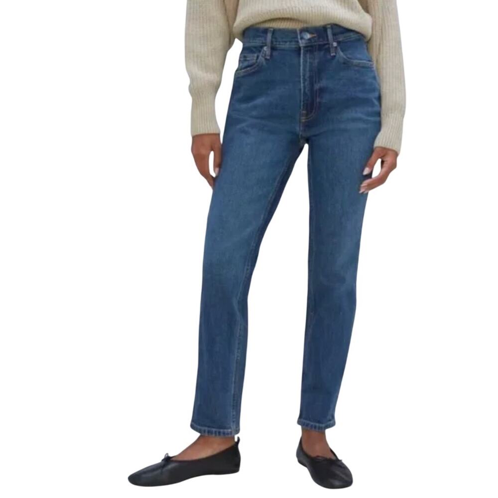 Everlane 90s Cheeky Jean 27 Ankle Womens Blue Denim Organic Button Fly Straight